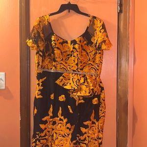 Orange & Black Nigerian Authentic Formal Dress fits size 14-16